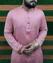 Premium Beby pink contrast panjabi for men (Trendy golapi beauty)_img_5