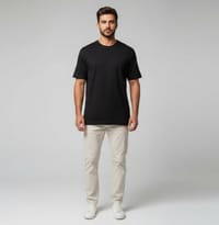 Original Black Solid color Export T-shirt Jek & jins_img_2