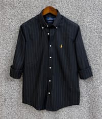 Old Money Stripe Shirt Black with White Stripe - Ralph Lauren Export Shirt_img_0