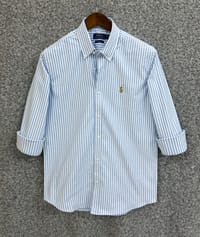 Ralph Lauren Polo Slim Fit Sky Blue Striped Oxford Shirt_img_0