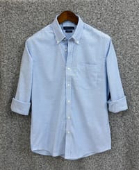 Tommy Hilfiger Slim Fit Sky Blue Striped Oxford Shirt_img_0