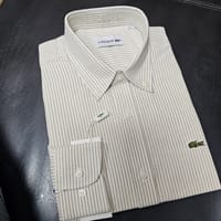 Lacoste Regular Fit Beige Striped Oxford Shirt_img_0