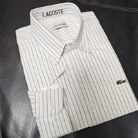 Lacoste Regular Fit White & Black Striped Oxford Shirt_img_0
