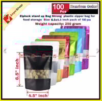 #Ziplock stand up Bag Strong plastic zipper bag for food storage Size 6.5x4.5 inch pack of 100 pcs_img_0