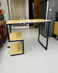 Modern Wooden Study Desk with Storage Shelf | Home Office Workstation_img_1