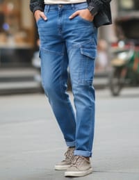 Premium Denim Cargo Pant - Lt Blue_img_0
