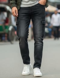 Premium Denim Cargo Pant - Black_img_0