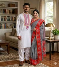 পহেলা বৈশাখের নতুন থ্রি পিস পাঞ্জাবীর কাপল সেট_img_0