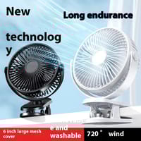 Premium 6 Inch Rechargeable Portable Mini Fan with Clip 2400mAh Battery Adjustable Body - Random Color_img_0