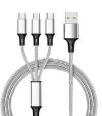 OneTech 3 in 1 Fast Charging Cable USB Braided Data Cable for Type B Type C and Lightning Devices_img_3