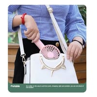 ABjak Rechargeable Mini Fan Portable Fan With Phone Holder - Random Color_img_9