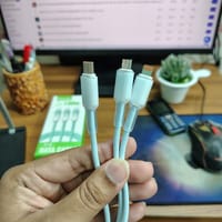Mytel 3 in 1 Fast Charging Cable USB Braided Data Cable for Type B Type C and Lightning Devices_img_1