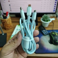 Mytel 3 in 1 Fast Charging Cable USB Braided Data Cable for Type B Type C and Lightning Devices_img_2