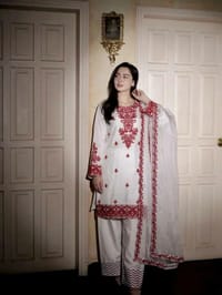 Rayon Cotton Embroidered Kurti with Farshi Pant & GMY Silk Dupatta Set_img_8