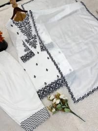 Rayon Cotton Embroidered Kurti with Farshi Pant & GMY Silk Dupatta Set_img_16