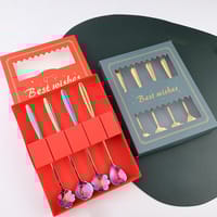 16 Pcs long handle gold-plated flower spoon/mixing spoon/cherry blossom/heart-shaped spoon rose spoon_img_2