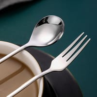 12 Pcs creative gold plated color 304 stainless steel feather spoon Fork cake spoon dessert spoon fruit fork coffee spoon mixing spoon_img_3