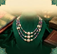 Original Pearl & Original Stone Combination 3 Layer Necklace_img_0