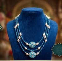 Original Pearl & Original Garnet Stone Combination 3 Layer Necklace_img_0