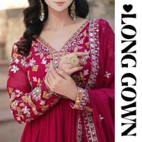 Elegant Maroon Embroidered Long Gown for Women_img_0