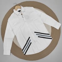 প্রিমিয়াম হোয়াইট পিওর কটন ব্লক ডিজাইন শার্ট_img_0