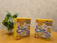 Baby Game Electric Auto Sliding Railway Track Roller Coaste Slot 3 Little Yellow Small Duck Climbing Stairs Toy With Music_img_0