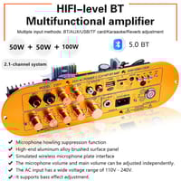 D900 2.1 Channel 2X50W+100W Powerful Amplified board High/LowTone Power Amplifier Board Module For Active Speaker_img_1