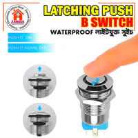 12mm Latching Push Button Switch Blue LED Waterproof Metal_img_3