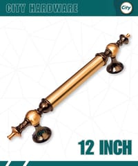 ১২ ইঞ্চি ডোর হ্যান্ডেল অ্যান্টিক ব্রাশ পলিশ করা মিনার মডেলের দরোজার হাতল_img_0