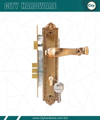 উচ্চ সুরক্ষার হ্যান্ডেল লক মেইন ডোর লক কফি রঙের দরজার লক_img_0