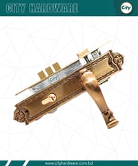 উচ্চ সুরক্ষার হ্যান্ডেল লক মেইন ডোর লক কফি রঙের দরজার লক_img_1