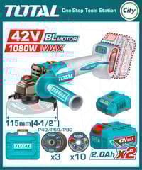 ৪২ ভোল্ট কর্ডলেস অ্যাঙ্গেল গ্রাইন্ডার ১২৮০ ওয়াট TOTAL TAGLI4128102_img_0