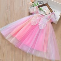 Imported🧚 Rainbow Fairy Princess Dress – Sling Style with 3D Wings_img_1