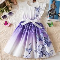 Imported🦋 Korean Style Butterfly Print Dress – Flying Sleeve Princess Dress_img_0