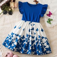 Imported🦋 Korean Style Butterfly Print Dress – Flying Sleeve Princess Dress_img_0