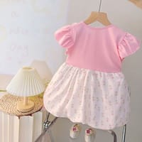 Imported🌼 Summer Cartoon Dress – Faux Two-Piece Floral Outfit for Girls_img_2