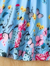 Imported  🌸 Girls' Summer Butterfly Bloom Dress – Sleeveless | Floral | Waist-Fit_img_3
