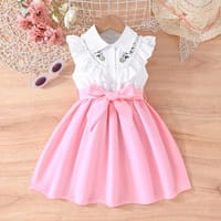 Imported 🌺 Elegant Embroidered Flower Dress for Girls – Multicolor Belt | Summer Style_img_1