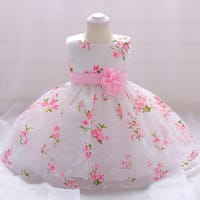 Imported🌸 Girls’ First Birthday / Full Moon Princess Dress – Floral Print Puff Dress_img_1