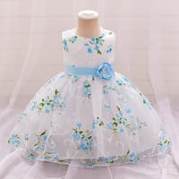 Imported🌸 Girls’ First Birthday / Full Moon Princess Dress – Floral Print Puff Dress_img_2