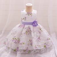 Imported🌸 Girls’ First Birthday / Full Moon Princess Dress – Floral Print Puff Dress_img_0