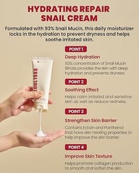 K-SECRET SEOUL 1988 Snail Mucin 93% Cream – Concentrated Yet Lightweight Formula Infused with 93% Snail Mucin | Non-Sticky & Fast-Absorption Facial Cream | Korean Skincare, 100ml / 3.38 fl oz_img_2