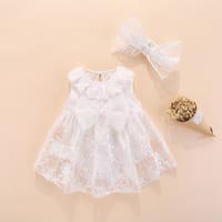 Imported 👶🎀 Baby Girls’ Sleeveless Princess Bodysuit Dress with Headband – Full Moon & First Birthday Outfit_img_2