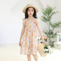 Imported 🌸 Girls' Summer Floral Dress – Flying Sleeve Casual Princess Outfit_img_2