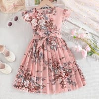 Imported 🌺 Girls' Summer Sleeveless Pleated Long Dress with Belt_img_0