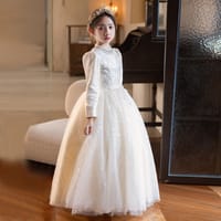Imported ✨ Champagne Color Girls’ Runway Princess Dress – Tulle Performance Outfit_img_0