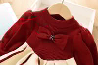 Imported ❄️ Winter Girls’ Knitted Bow Dress – Korean Style with Puff Sleeves_img_2
