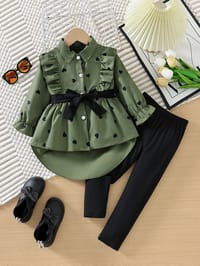 Imported 👗 Girls’ Long Shirt Dress with Belt & Leggings – Spring & Autumn Fashion Set_img_2