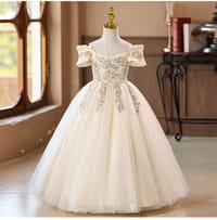 High-end, light luxury, long, stylish little girl princess dress, performance costume, children's wear, girls' dress_img_0