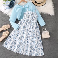 Imported🌸 Girls' Floral Dress & Jacket Set – Spring/Autumn Two-Piece Outfit_img_0
